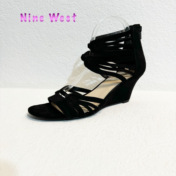 Nine West Shoes - Nine West Black Ribcage Ankle wedge Heels woman's 9.5